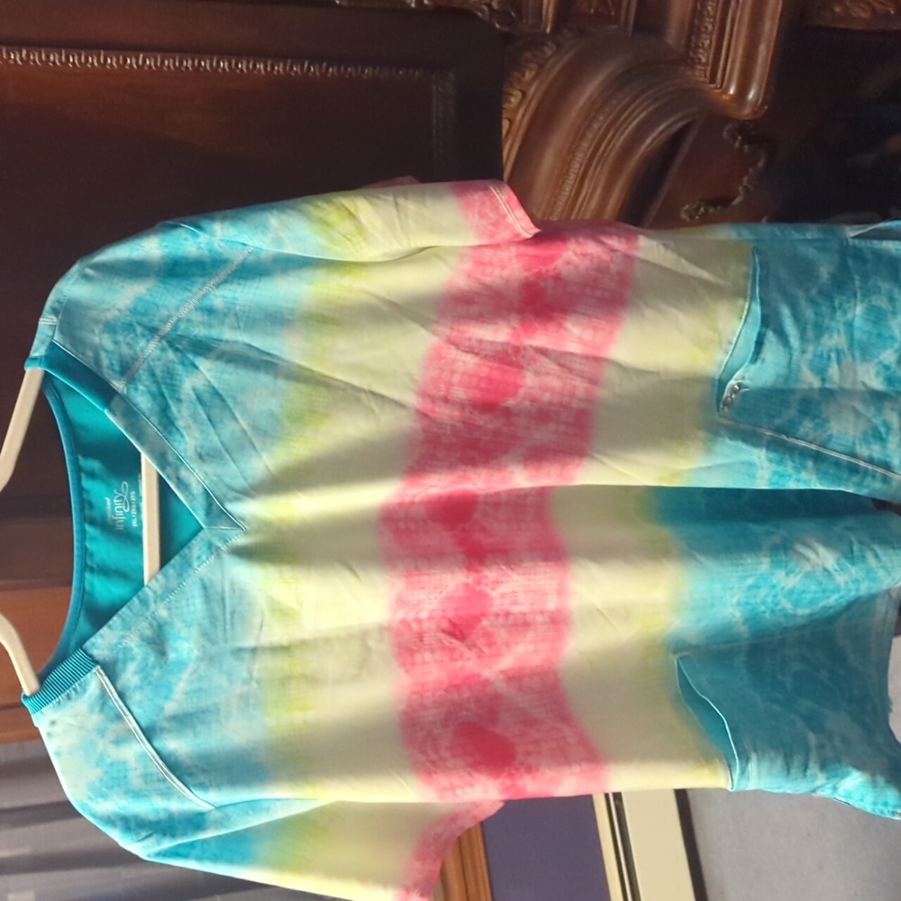 Cherokee infinity tie dye scrub top